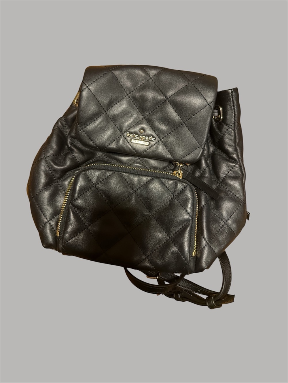 kate spade Black Quilted Leather Backpack with Gold Hardware small